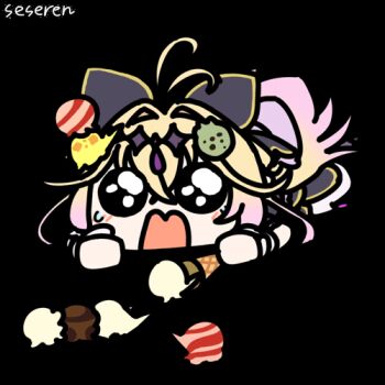 Rule 34 | 1girl, animated, animated gif, antenna hair, artist name, blonde hair, bright pupils, chibi, chibi only, cure arcana shadow, food, food on hair, gradient hair, ice cream, lowres, meitantei precure!, moria luluka, multicolored hair, open mouth, pink hair, precure, seseren, solo, sticker (medium), transparent background