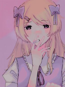 1girl alternate_costume bad_id bad_twitter_id casual chaos_marie_(grimms_notes) cigarette grimms_notes highres ou2no smoking solo