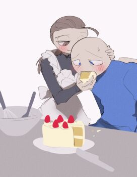 1boy 1girl bdsm bondage bound bound_arms cake chair drle_01 eating feeding food force-feeding peter_dunbar tied_to_chair your_boyfriend