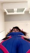 1girl animated ass ass_shake breasts brown_hair cosplay d.va_(overwatch) d.va_(overwatch)_(cosplay) dulctdoll female_focus from_below highres huge_ass jiggle large_breasts long_hair looking_at_viewer looking_down overwatch overwatch_1 photo_(medium) pov sitting solo video