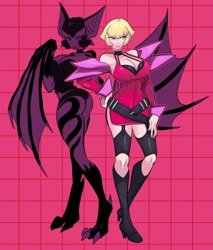 Rule 34 | 1girl, ass, bat girl, blonde hair, bloody roar, blue eyes, breasts, cleavage, jenny burtory, large breasts, missandydandy, solo