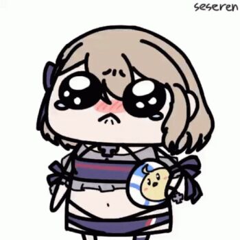 1girl animated animated_gif azur_lane baby_animal bird chick lowres sad seseren tears z23_(azur_lane) z23_(breezy_doubles)_(azur_lane)