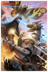 antennae atomic_breath blue_eyes breath_weapon bug building butterfly butterfly_wings caterpillar chest_beam chest_cannon city claws compound_eyes cyborg day destruction dust electricity embers energy energy_beam energy_cannon energy_weapon english_text epic evening exhaust explosion fire flying giant giant_monster giant_robot glowing glowing_eyes glowing_spikes godzilla godzilla:_tokyo_s.o.s. godzilla_(series) highres insect insect_wings kaiju kiryu_(godzilla) larva mandibles maser maser_beam maser_cannon mecha mechagodzilla military missile monster moth moth_wings mother_and_child mothra mouth_beam mouth_cannon no_humans no_pupils official_art open_mouth pablo_olivera plasma plasma_beam realistic robot scales scar scar_on_chest sharp_teeth siblings silk skyscraper smoke smoke_trail sparks spikes tail teeth toho tongue twilight twins type-4_triple_hyper_maser_cannon type-99_twin_maser_cannon variant_set weapon web wings yellow_eyes