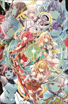 aegis_sword_(xenoblade) blonde_hair breasts fan_la_norne fiora_(xenoblade) green_eyes highres in-franchise_crossover large_breasts lin_lee_koo long_hair melia_antiqua mio_(xenoblade) multiple_girls mythra_(xenoblade) na&#039;el_(xenoblade) nia_(xenoblade) pyra_(xenoblade) ui_frara very_long_hair xenoblade_chronicles_(series) xenoblade_chronicles_1 xenoblade_chronicles_2 xenoblade_chronicles_2:_torna_-_the_golden_country xenoblade_chronicles_3 xenoblade_chronicles_3:_future_redeemed xenoblade_chronicles_x