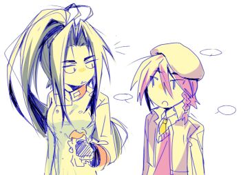 Rule 34 | 1boy, 1girl, akatsuki (akatsuki en-eins), akatsuki blitzkampf, breasts, crossover, en-eins kanzen sekai, genderswap, hat, large breasts, looking at another, melty blood, military, military uniform, ponytail, sion eltnam (type-moon), sion eltnam atlasia, soldier, sora (zombiebathwater), tsukihime, under night in-birth