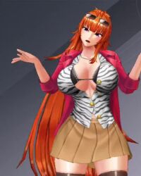 1girl 3d action_taimanin alternate_costume animated ass bra breasts casual curvy female_focus huge_breasts kamimura_maika lilith-soft long_hair looking_at_viewer miniskirt official_alternate_costume open_clothes open_shirt orange_hair ponytail purple_eyes revealing_clothes shiny_skin skindentation skirt solo sound standing sunglasses_on_head tagme taimanin_(series) taimanin_rpgx talking underwear very_long_hair video wide_hips