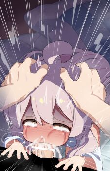 1boy 1girl absurdres ahoge bar_censor blush censored cheek_bulge closed_eyes cum cum_in_nose deepthroat ejaculation erection fellatio futon grey_hair hair_between_eyes hetero highres kneeling large_variant_set loli long_hair mizumizuni off_shoulder onii-chan_wa_oshimai! oral oyama_mahiro penis pov rolling_eyes shirt solo_focus steam t-shirt variant_set veins veiny_penis white_shirt