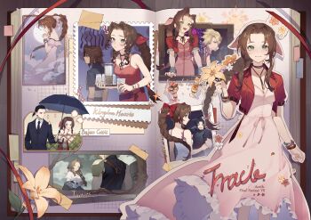 ? absurdres aerith_gainsborough arm_strap armor bangle bare_arms bare_shoulders basket before_crisis:_final_fantasy_vii belt bindi black_hair black_jacket black_necktie black_suit blonde_hair blue_eyes blue_shirt bow bracelet braid braided_ponytail breasts brown_belt brown_hair buttons character_name choker closed_eyes closed_mouth cloud cloud_strife cloudy_sky collared_shirt cowboy_shot crisis_core:_final_fantasy_vii cropped_jacket cup curly_hair dissidia_final_fantasy dress earrings elbow_carry falling_petals fence final_fantasy final_fantasy_tactics final_fantasy_vii final_fantasy_vii_rebirth final_fantasy_vii_remake final_fantasy_viii fireworks floating_earrings flower flower_basket flower_choker food formal_clothes full_moon gondola green_eyes grey_eyes grey_skirt hair_bow hair_ribbon hair_slicked_back halter_dress halterneck headscarf highres holding holding_basket holding_cup holding_flower holding_tray holding_umbrella jacket jewelry juliet_sleeves kingdom_hearts lilith-lily lily_(flower) long_dress long_hair long_sleeves looking_at_another looking_at_viewer loose_belt medium_breasts medium_hair moon necktie off-shoulder_dress off_shoulder official_alternate_costume open_mouth own_hands_clasped own_hands_together parfait parted_bangs parted_lips petals photo_(object) pink_bow pink_dress pink_ribbon polaroid_photo ponytail puffy_short_sleeves puffy_sleeves purple_belt rain red_jacket red_ribbon ribbon ribbon_choker scar scar_on_face scrapbook shirt short_hair short_sleeves shoulder_armor sidelocks single_bare_shoulder single_braid single_shoulder_pad skirt sky sleeveless sleeveless_dress sleeveless_turtleneck smile sparkle spiked_hair squall_leonhart square_enix standing strawberry_parfait suit suit_jacket suspenders sweatdrop tape tea thumbs_up tongue tongue_out tray tree tseng turtleneck umbrella upper_body v wavy_hair white_dress white_shirt window yellow_flower zack_fair