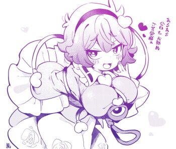 1girl breasts komeiji_satori large_breasts monochrome solo tanasuke touhou