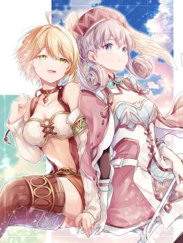 2girls blonde_hair blue_eyes fiora_(xenoblade) green_eyes highres melia_antiqua multiple_girls ui_frara xenoblade_chronicles_(series) xenoblade_chronicles_1