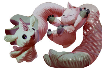 Rule 34 | animal ears, closed eyes, dated commentary, digimon, digimon (creature), falling, gummymon, highres, horns, no humans, open mouth, simple background, sketch, smile, terriermon, two-tone fur, white background, white fur, winpuss