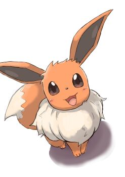absurdres animal_focus blush brown_eyes brown_fur eevee gen_1_pokemon giovanni_(giogiofx0083) highres looking_at_viewer nintendo no_humans open_mouth pokemon pokemon_(creature) pokemon_focus simple_background smile white_background