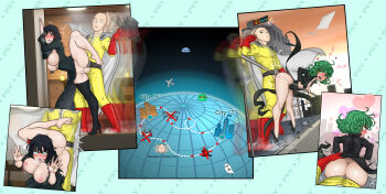 1boy 2girls absurdres ahegao ahgot ass bald bare_legs barefoot bent_over black_dress black_hair blush boots bouncing_breasts breasts breasts_out cape city clothed_sex collage crying curly_hair doggystyle dress earth_(planet) english_text fangs feet fubuki_(one-punch_man) gloves green_eyes green_hair heart hetero high_heel_boots high_heels highres huge_breasts leg_lift long_legs looking_back map motion_blur multiple_girls nipples one-punch_man open_mouth orgasm penis planet pussy pussy_juice railing red_footwear red_gloves saitama_(one-punch_man) saliva sex sex_from_behind shimaidon_(sex) shoes short_hair siblings single_shoe sisters sky smile solo_focus standing standing_on_one_leg sweat tatsumaki tears thigh_boots thighhighs torn_clothes trembling uncensored unworn_boot unworn_boots vaginal wide-eyed wind