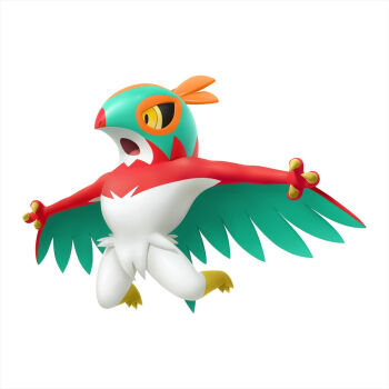 3d artist_request black_sclera claws colored_sclera full_body gen_6_pokemon hawlucha highres nintendo official_art open_mouth outstretched_arms pokemon pokemon_(creature) pokemon_focus pokemon_legends:_z-a simple_background solo spread_arms third-party_source white_background yellow_eyes