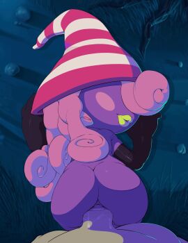 1girl absurdres animated animated_gif anus ass black_gloves blush colored_skin crown curly_hair doggystyle elbow_gloves ghost gloves hat highres lips lipstick long_hair looking_back makeup mario_(series) monster monster_girl nintendo outdoors paper_mario paper_mario:_the_thousand-year_door penis personification pink_hair pov purple_skin pussy sex sex_from_behind solo_focus the_boogie thick_lips uncensored vaginal vivian_(paper_mario) witch_hat yellow_lips