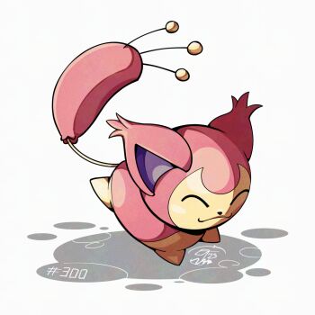 Rule 34 | closed eyes, full body, gen 3 pokemon, mistray-art, nintendo, no humans, numbered, pink fur, pokemon, pokemon (creature), signature, simple background, skitty, solo, tail, two-tone fur, white background, yellow fur