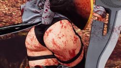 1girl 3d animated apron ass ass_focus ass_shake black_leotard blood blood_on_ass blood_on_clothes breasts butterfly_swords curvy female_focus forest game_screenshot highleg highleg_leotard holding holding_weapon huge_ass iroha_(samurai_spirits) jiggle jumping large_breasts leotard lips looking_to_the_side maid maid_headdress nature samurai_spirits shiny_skin skindentation solo sound thighhighs third-party_edit thong_leotard unartist video weapon wide_hips