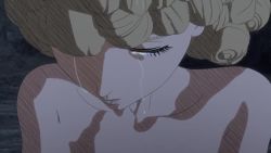 2girls 3d angry animated anime_screenshot arguing ass audible_speech barefoot berserk blonde_hair blue_eyes breasts brown_eyes brown_hair clothed_female_nude_female crying english_audio freckles hug long_hair luca_(berserk) multiple_girls navel night nina_(berserk) nipples nude outdoors rock short_hair slapping sound spanked spanking throwing throwing_rock video