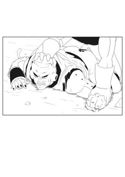 2boys absurdres anal ass domination dragon_ball dragonball_z erection from_behind highres majin_buu majinbuusama male_focus male_penetrated monochrome multiple_boys penis sex super_buu torn_clothes vegetto yaoi