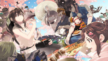 Rule 34 | blair dame, blue eyes, blue hair, brown eyes, brown hair, character request, closed mouth, dark-skinned male, dark skin, darun mister, doctrine dark, dog, earrings, eating, fighting ex layer, food, hair ornament, happy valentine, hayate (arika), highres, hokuto (arika), jewelry, kairi (arika), knitty (technictix), long hair, magatama, magatama earrings, multiple boys, multiple girls, nanase (arika), necklace, open mouth, rain (technictix), ring, sanane, short hair, skullomania, smile, street fighter, street fighter ex (series), sweater, technictix, turtleneck, turtleneck sweater, very dark skin