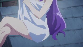 1girl animated anime_screenshot highres purple_hair ranma_1/2 red_eyes shampoo_(ranma_1/2) sound tagme towel towel_over_breasts video