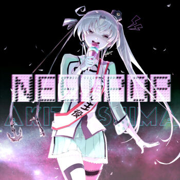 1girl akitsushima_(kancolle) anchor_hair_ornament character_name earrings food gloves green_skirt grey_eyes grey_hair hageshii_nakano hair_ornament hair_ribbon hat holding holding_ice_cream_cone ice_cream ice_cream_cone jacket jewelry kantai_collection long_hair looking_at_viewer mini_hat open_mouth pleated_skirt ribbon side_ponytail simple_background skirt solo thigh_strap thighhighs very_long_hair white_gloves