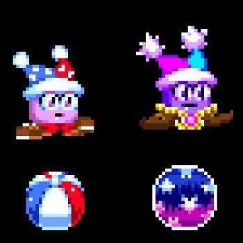 animated animated_gif ball beachball bouncing hat jester jester_cap kabi_ribi kirby_(series) kirby_super_star kirby_super_star_ultra lowres marx_(kirby) marx_soul nightmare_(kirby) nintendo pixel_art