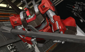 3d aeug argama bazooka_(gundam) cable commentary_request gundam hangar machinery mecha mecha_focus mobile_suit no_humans one-eyed realistic rick_dias robot science_fiction space spacecraft takeoff tomholy zero_gravity zeta_gundam zeta_gundam_define