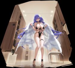 Rule 34 | 1girl, absurdres, ahoge, ankle strap, artist request, azur lane, bare shoulders, basket, black choker, black footwear, black one-piece swimsuit, blanket, blunt bangs, blush, bracelet, breasts, casual one-piece swimsuit, ceiling, ceiling light, chain, choker, cleavage, clothing cutout, collarbone, feet, fingernails, floating hair, flower, full body, gluteal fold, groin, hair flower, hair ornament, hair over one eye, hallway, halterneck, hands up, head tilt, heart, heart-shaped pupils, high heels, highleg, highleg swimsuit, highres, holding, holding towel, huge breasts, indoors, jewelry, large breasts, legs, locker, long hair, looking at viewer, looking down, low twintails, mogador (azur lane), mogador (locker room lechery) (azur lane), mole, mole on breast, nail polish, navel, necklace, non-web source, official alternate costume, official art, one-piece swimsuit, open mouth, parted lips, purple eyes, purple hair, sandals, see-through, sideboob, skindentation, smile, solo, standing, strappy heels, swimsuit, symbol-shaped pupils, thick thighs, thigh gap, thigh strap, thighs, tile floor, tiles, toeless footwear, toenails, toes, towel, transparent background, twintails, underboob, very long hair, white flower, white towel, wide hips