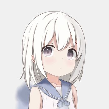 1girl animated animated_gif blush diamond_li female_focus kawaii looking_at_viewer magical_girl petite purple_eyes sailor_collar sailor_shirt sailor_uniform shirt simple_background solo upper_body white_hair