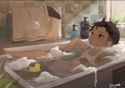 1boy animated barefoot bath bathing bathtub black_briefs black_male_underwear blush breathing briefs brown_eyes brown_hair bubble closed_eyes completely_nude cum dark_skin ejaculation erection foam foreskin highres leg_up live2d male_focus male_masturbation male_underwear masturbation nipples nude omurice_(roza4957) open_mouth orgasm original partially_submerged penis reclining rubber_duck short_hair shota soap soap_bubbles solo spread_legs steam tagme tan tanline testicles twitching_penis uncensored underwear unworn_underwear video water wavy_mouth wet