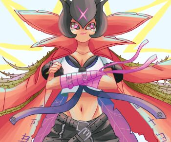 Rule 34 | bancholilimon, banchou, bandages, belt, black sclera, colored sclera, crossed arms, delinquent, digimon, fingerless gloves, flower, gloves, highres, leaf, nail polish, scar, school uniform, smile, star-shaped pupils, star (symbol), symbol-shaped pupils