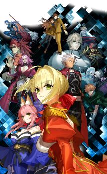 6+boys 6+girls ahoge alice_(fate) animal_ear_fluff animal_ears archer_(fate) arcueid_brunestud arcueid_brunestud_(berserker) armor belt black_eyes blonde_hair blue_eyes blue_hair bodysuit boots braid brown_eyes brown_hair bun_with_braided_base chinese_clothes cloak clothing_cutout coat cu_chulainn_(fate) cu_chulainn_(fate/extra) dress epaulettes fate/extra fate/extra_record fate_(series) fox_ears fox_girl francis_drake_(fate) gloves green_eyes grey_eyes grey_hair hair_over_one_eye hair_ribbon hat highres jacket japanese_clothes kimono kishinami_hakuno_(female) kishinami_hakuno_(male) li_shuwen_(fate) li_shuwen_(young)_(fate) long_hair lu_bu_(fate) multiple_boys multiple_girls nero_claudius_(fate) nero_claudius_(fate/extra) nursery_rhyme_(fate) official_art orange_hair pants pantyhose pink_eyes pink_hair ponytail red_eyes red_hair ribbon robin_hood_(fate) scar scar_on_face second-party_source shirt short_hair skirt tamamo_(fate) tamamo_no_mae_(fate) thigh_boots torn_cloak torn_clothes transparent_background tsukumihara_academy_uniform_(fate/extra) twin_braids vlad_iii_(fate/extra) wada_arco yellow_eyes