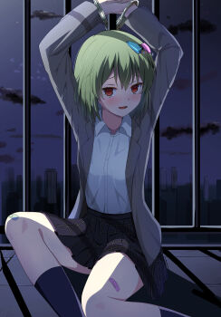 absurdres bdsm blush bondage bound cpk_prd cuffs handcuffed handcuffs highres idolmaster idolmaster_million_live! legs nagayoshi_subaru skirt