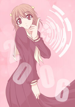 00s 1girl 2006 blonde_hair expressionless female_focus index_finger_raised looking_at_viewer maria-sama_ga_miteru milk-candy naitou_shouko school_uniform serafuku short_hair shouko solo