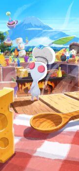 amelicart black_eyes black_skin blue_eyes blue_pikmin blue_skin blue_sky bottle bud burning cheese chef_hat cloud colored_skin cooking corn creature creature_focus cup day fire flower flying food game_cg grill hat highres holding holding_stick leaf log looking_at_viewer looking_back lying meat mount_fuji mushroom_hat nintendo no_humans no_mouth ocean official_art on_side outdoors oversized_food oversized_object pikmin_(creature) pikmin_(series) pikmin_bloom pink_skin pointy_ears pointy_nose purple_hair purple_pikmin purple_skin red_eyes red_flower red_pikmin red_skin roasted_marshmallow rock rock_pikmin shadow short_hair sky sleeping smoke solid_circle_eyes spoon standing stick summer teacup tree triangle_mouth very_short_hair white_hat white_pikmin white_skin winged_pikmin wooden_spoon yellow_pikmin yellow_skin