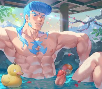 1boy absurdres bad_id bad_twitter_id gaeric_(pokemon) highres male_focus muscular muscular_male nude original p3ta_(yio) penis pubic_hair