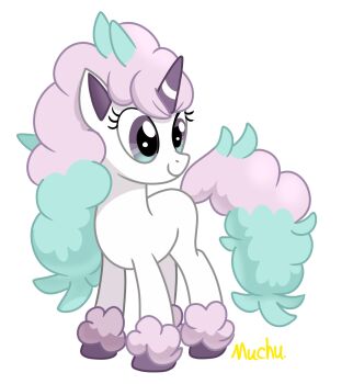 animal_ears cutie_mark eyelashes fluffy_hair galarian_form galarian_ponyta gen_8_pokemon green_eyes green_hair highres hooves horse horse_ears horse_tail mane multicolored_eyes mumuqiu049 my_little_pony my_little_pony:_friendship_is_magic nintendo pink_hair pokemon pokemon_swsh purple_eyes tail third-party_source white_fur