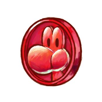 coin dragon_coin_(mario) harada_masamichi highres mario_(series) nintendo official_art red_coin simple_background solo third-party_source transparent_background yoshi yoshi&#039;s_new_island