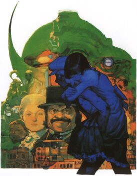 artist_request carrying character_request gundam highres kihel_heim loran_cehack machinery mecha mobile_suit official_art painting_(medium) piggyback promotional_art robot scan science_fiction sochie_heim traditional_media turn_a_gundam turn_a_gundam_(mobile_suit) v-fin