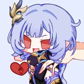 1girl 1other black_gloves black_shorts blue_corset blue_hair blush_stickers chinese_commentary commentary_request corset elf elysia_(honkai_impact) elysia_(miss_pink_elf)_(honkai_impact) gloves heart herrscher_of_corruption holding_chibi honkai_(series) honkai_impact_3rd ling280945 long_hair pointy_ears red_eyes shorts simple_background single_glove very_long_hair