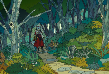 1girl alternate_costume animal_ears arm_behind_back belt belt_bag black_socks bush closed_eyes closed_mouth cobblestone commentary_request day detached_sleeves doggo_1d34 expressionless forest full_body geta grey_hair grey_sandals hakama hakama_skirt hat highres inubashiri_momiji japanese_clothes kimono kneehighs long_sleeves nature outdoors path pom_pom_(clothes) purple_bag purple_belt red_hakama red_hat ribbon-trimmed_sleeves ribbon_trim road rubbing_eyes sandals scenery short_hair short_kimono skirt socks solo tabi tail tengu-geta tokin_hat touhou walking white_kimono white_sleeves white_socks wide_shot wide_sleeves wolf_ears wolf_tail