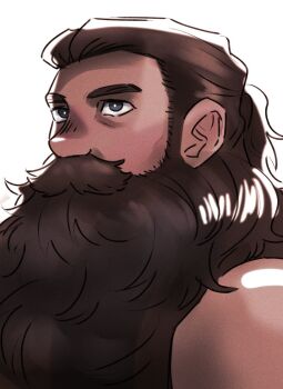 1boy beard dungeon_meshi dwarf expressionless facial_hair full_beard long_beard looking_ahead male_focus mature_eyes mature_male mustache portrait senshi_(dungeon_meshi) solo thick_beard thick_mustache vavena_cmsi very_long_beard white_background