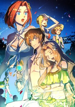 bikini blonde_hair blue_eyes breasts cleavage code_geass code_geass:_lost_stories highres kouzuki_kallen lelouch_vi_britannia long_hair milly_ashford nina_einstein nunnally_vi_britannia official_alternate_costume red_hair swimsuit