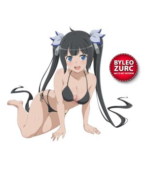 Rule 34 | 1girl, barefoot, black hair, blue eyes, blush, bra, breasts, dungeon ni deai wo motomeru no wa machigatteiru darou ka, feet, hestia (danmachi), leozurcxxx, long hair, open mouth, panties, solo, swimsuit, transparent background, underwear