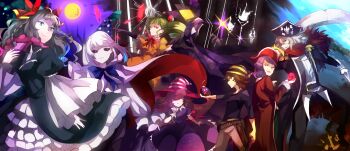 2boys 6+girls asumi_chikyuu bandana belt black_sclera blonde_hair bob-omb bow bow_(paper_mario) brown_hair buckle cape clown clown_boy colored_sclera cortez crystal dimentio doopliss door dress drill_hair elbow_gloves flavio full_moon glint gloves green_hair gun hair_bow hair_over_eyes hat hidden_eyes jester jester_boy long_hair looking_back mario_(series) mimi_(paper_mario) moon multiple_boys multiple_girls night nintendo pa-patch paper_mario paper_mario:_the_thousand-year_door paper_mario_64 personification pink_hair pirate_hat rapier skull smile super_paper_mario sword vivian_(paper_mario) weapon white_hair wide_sleeves witch_hat wizard_hat