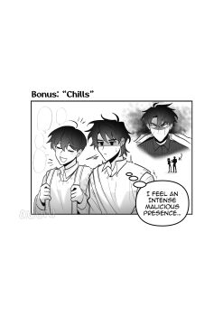 1girl 3boys absurdres areuwuu backpack bag blank_speech_bubble commentary empty_eyes english_commentary glaring greyscale heterochromia high_ponytail highres jacket jacket_on_shoulders kim_dokja lee_jihye male_focus monochrome multiple_boys oldest_dream omniscient_reader&#039;s_viewpoint original partially_shaded_face ponytail scar scar_across_eye scar_on_face secretive_plotter shirt short_hair shoulder_bag sidelocks speech_bubble striped_clothes striped_shirt t-shirt talking thought_bubble vest yaoi yoo_joonghyuk