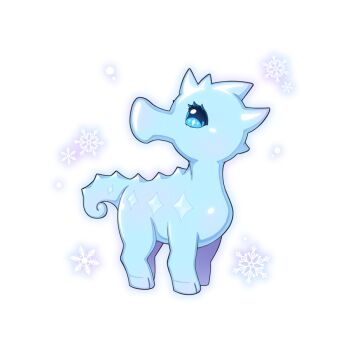 animal_focus chibi chibi_only elemental_(creature) full_body horse ice_seahorse no_humans official_art ragnarok_online simple_background snowflakes solo transparent_background yuichirou