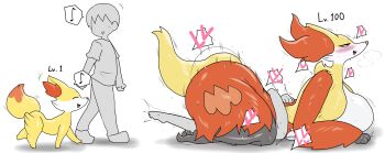 1boy 1girl absurdres delphox enigi09 fennekin furry furry_female gen_6_pokemon hetero highres mating_press nintendo nipples nude pokemon pokephilia sex shota white_background