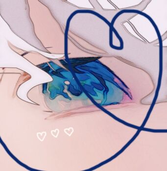 1girl blue_eyes eye_focus heart heart_of_string komeiji_koishi shinjitsu_no_kuchi solo touhou white_hair